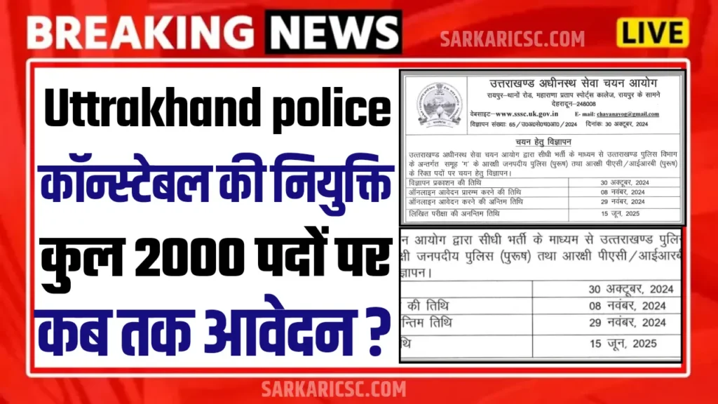 Uttarakhand Police Constable Recruitment 2024