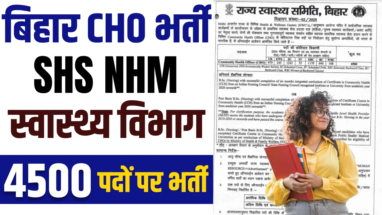 Bihar SHS NHM CHO Recruitment 2025