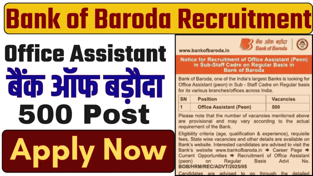 Bank of Baroda Office Assistant Recruitment 2025