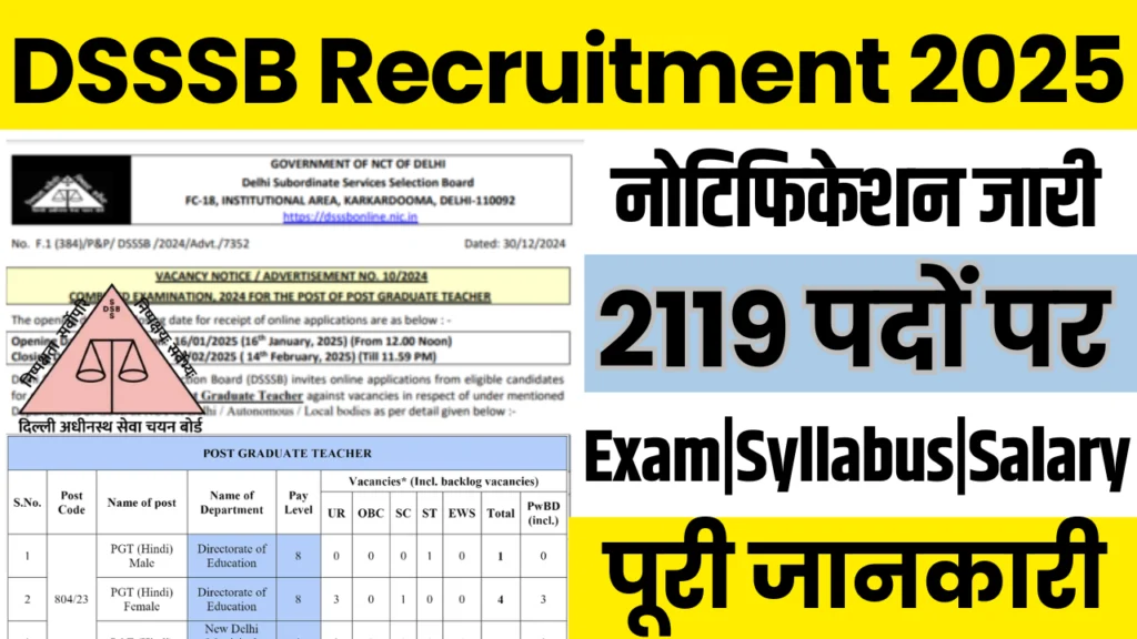 DSSSB recruitment 2025