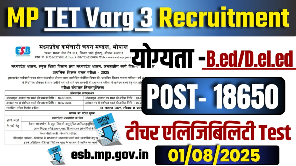 MP TET Varg 3 Recruitment 2025