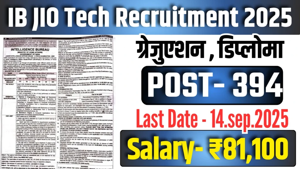IB JIO Tech Recruitment 2025