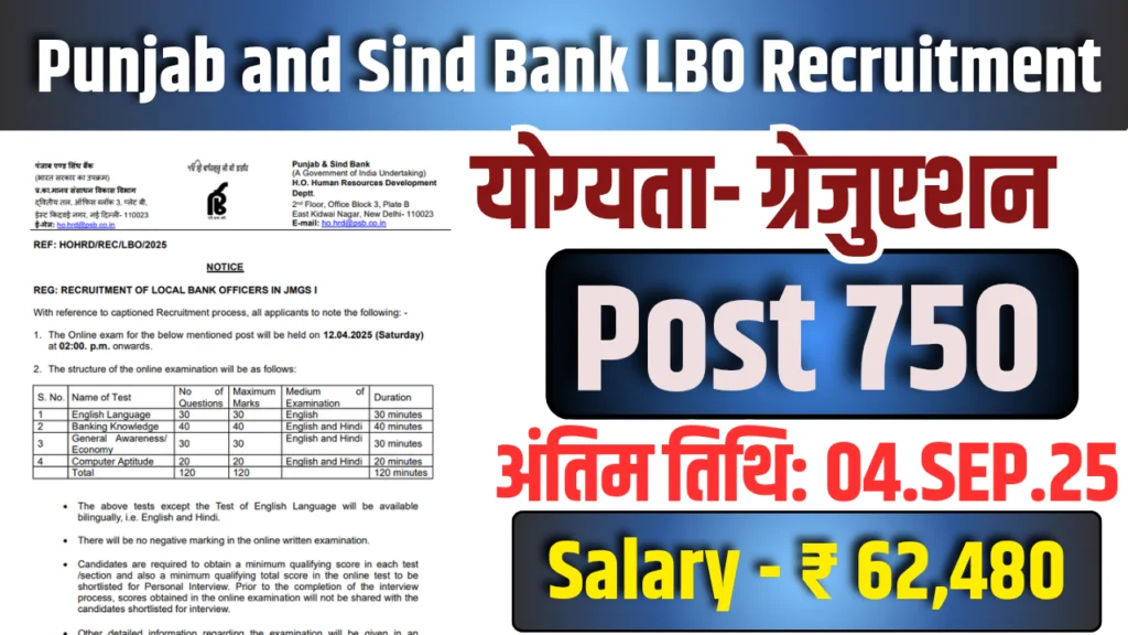 Punjab and Sind Bank LBO Recruitment 2025