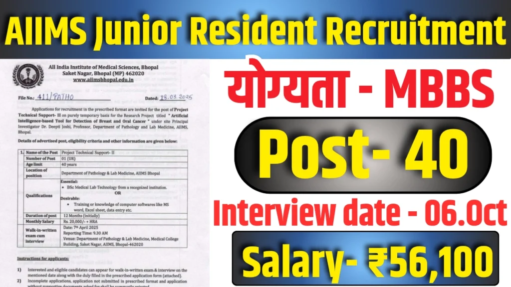 AIIMS Junior Resident Vacancy 2025