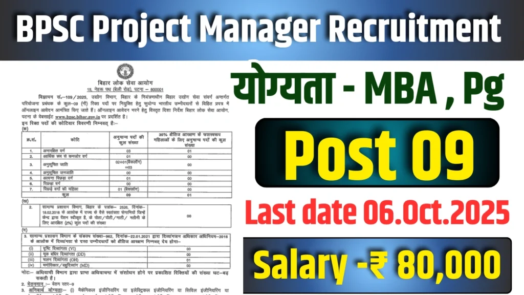 BPSC Project Manager Recruitment 2025