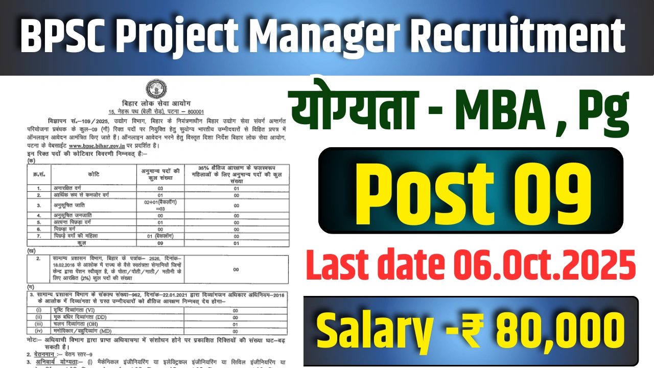 BPSC Project Manager Recruitment 2025