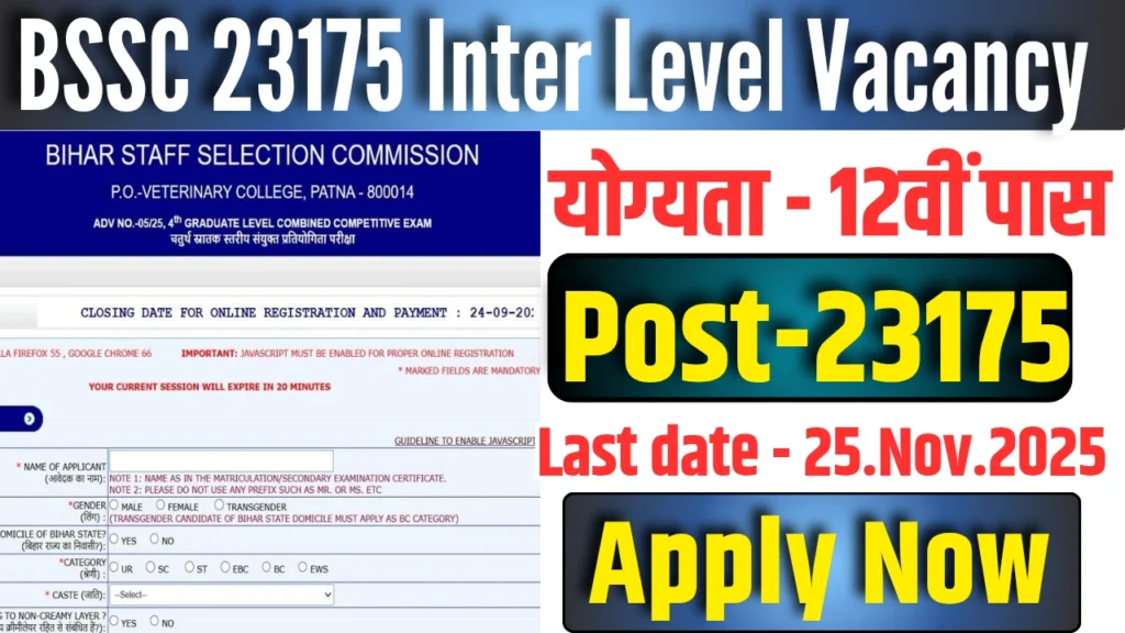 BSSC Inter Level Recruitment 2025