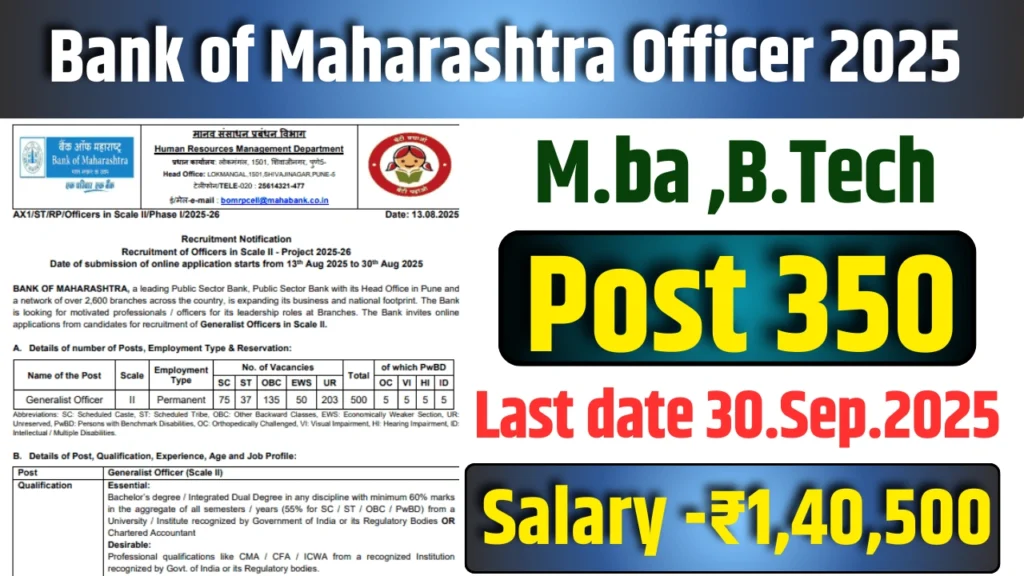 Bank of Maharashtra SO Recruitment 2025