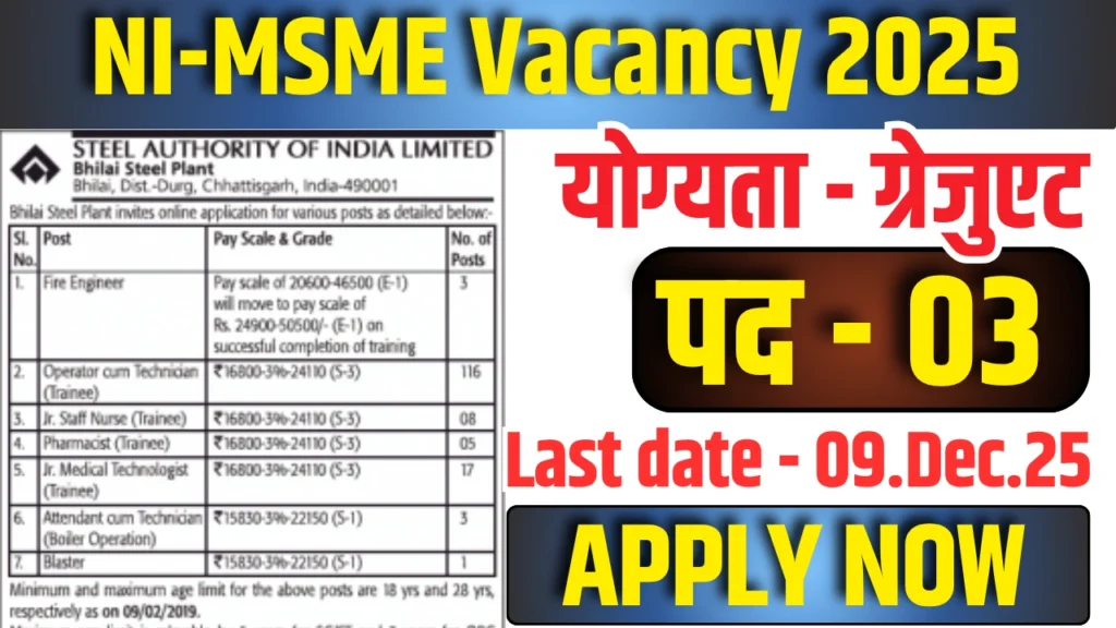 NI-MSME Vacancy 2025