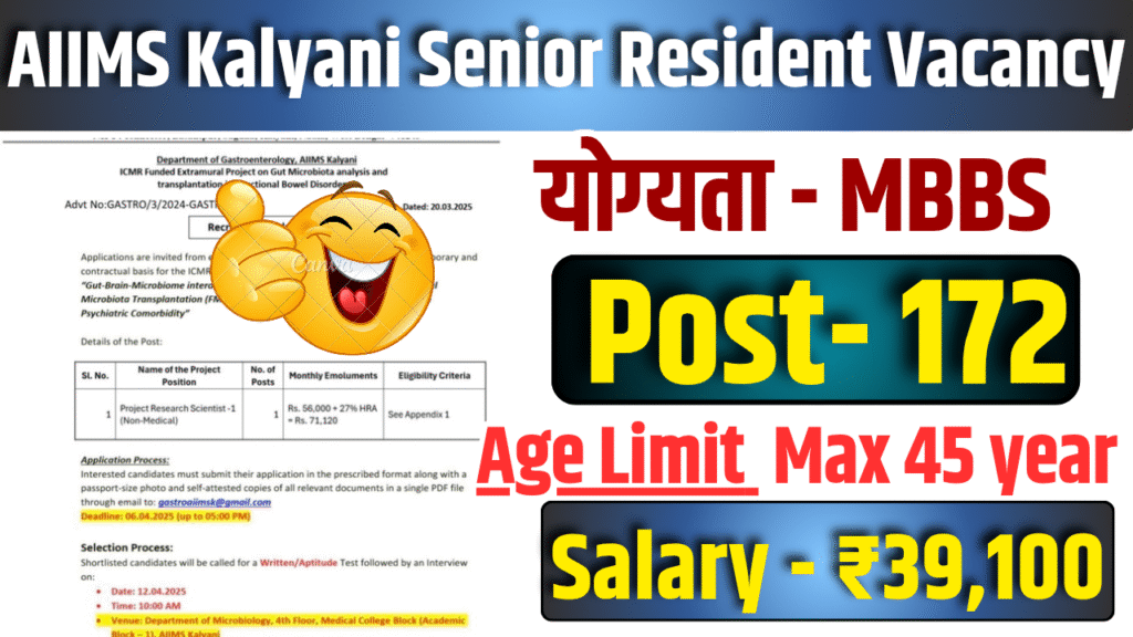 AIIMS Kalyani Senior Resident Vacancy 2025