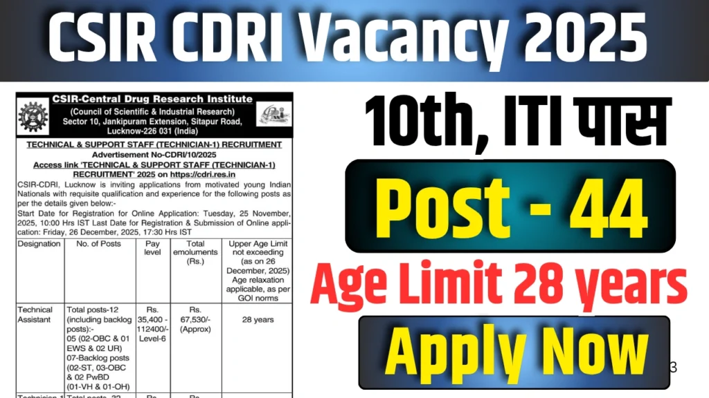 CSIR CDRI Vacancy 2025