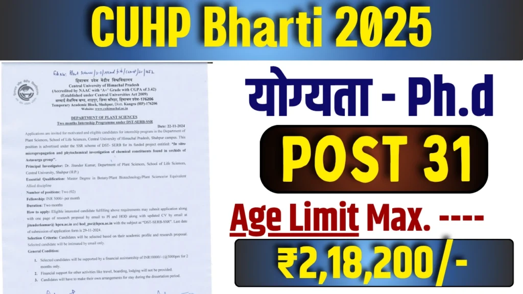 CUHP Bharti 2025