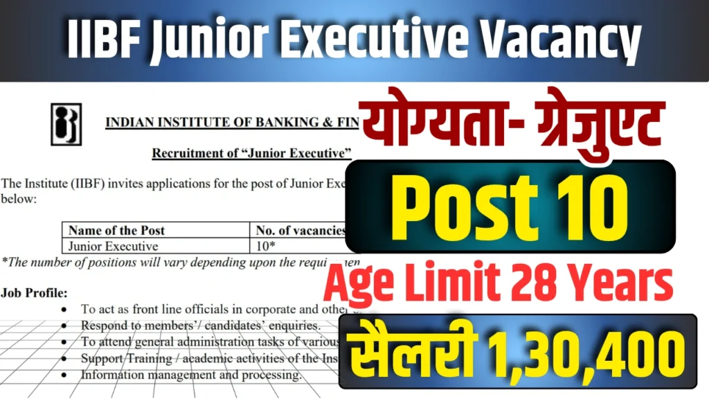IIBF Junior Executive Vacancy 2025