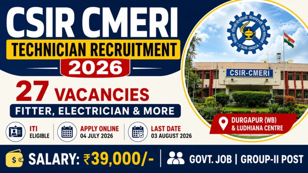 CSIR CMERI Technician Vacancy 2026