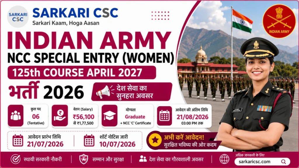Indian Army NCC Special Entry (Women) 2026