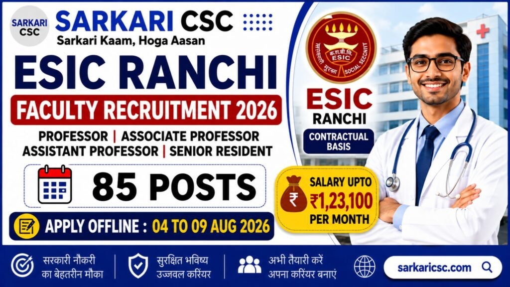 ESIC Ranchi Faculty Bharti 2026