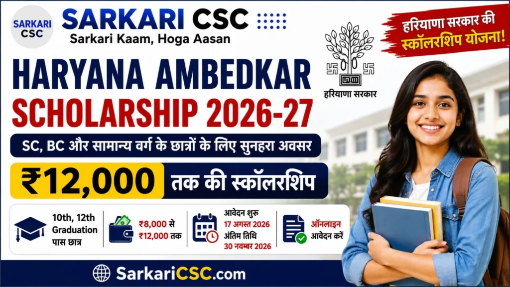 Haryana Ambedkar Scholarship 2026-27