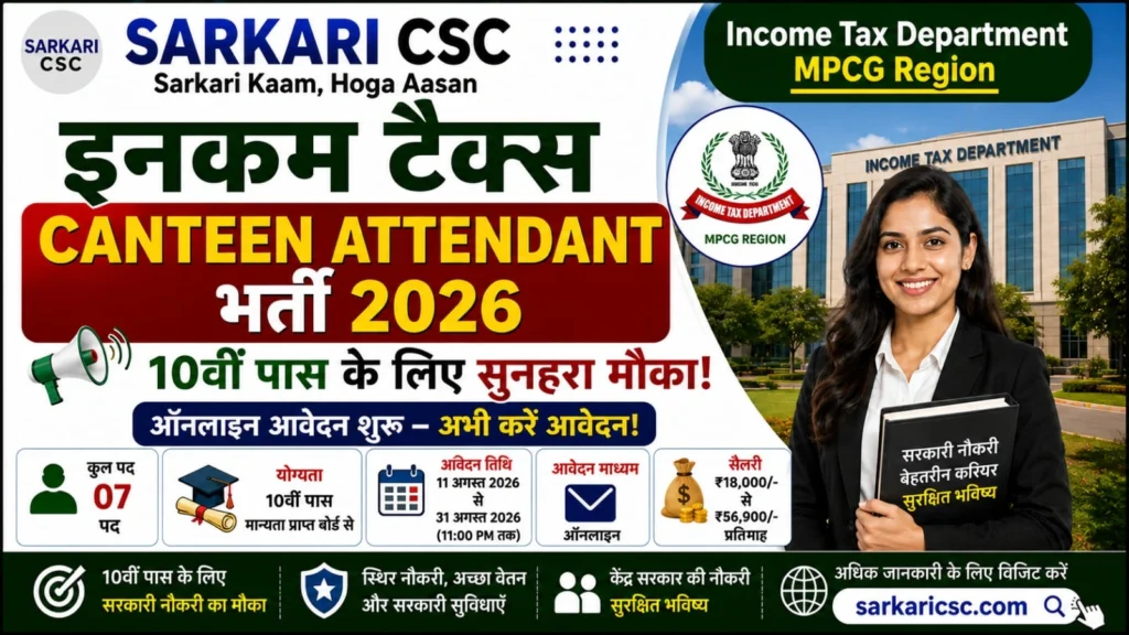 Income Tax Vacancy 2026