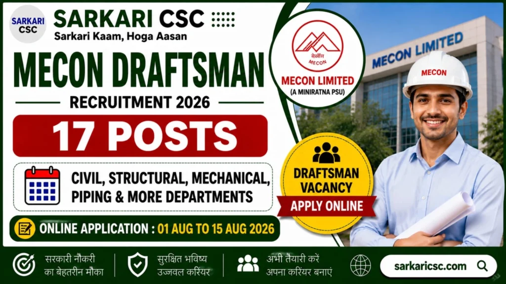 MECON Draftsman Vacancy 2026