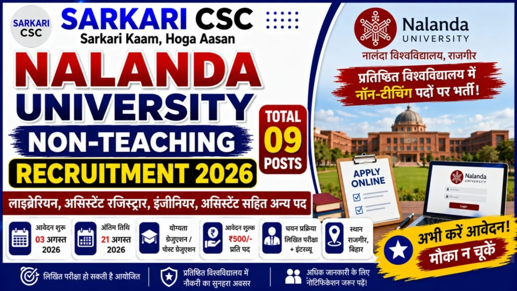 Nalanda University Non-Teaching Vacancy 2026